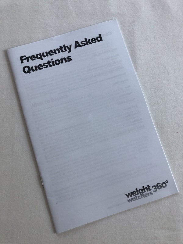 Weight Watchers 360POINTS PLUS PROGRAM WW FAQ Frequently Asked Questions Booklet
