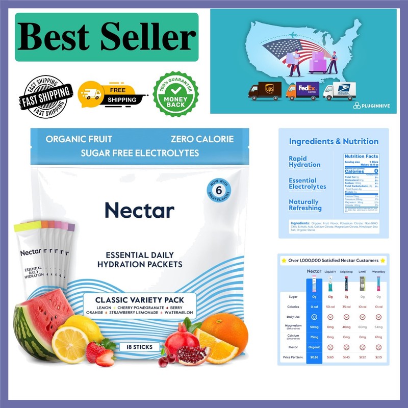 Electrolyte Powder Packets – Sugar-Free & Low Calorie Hydration, 18 Servings