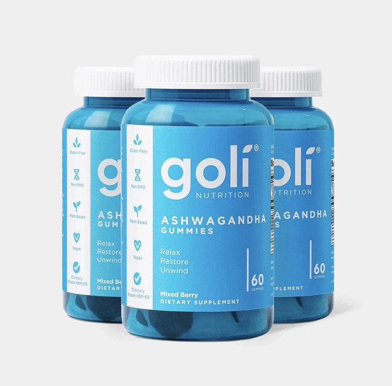 3 PCK Goli Nutrition Ashwagandha Mixed Berry Gummies – 60 Count