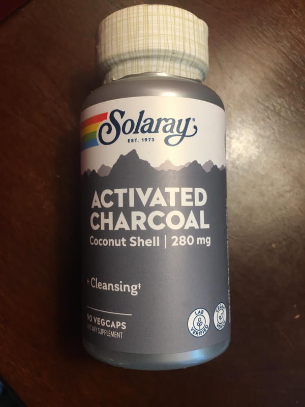 Solaray Activated Charcoal 280mg 90 Capsule New Sealed expiration June 2028