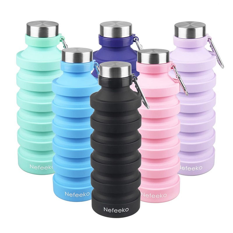 Nefeeko Collapsible Water Bottle, 27oz Reuseable 18 Ounces, Taro Purple-27oz gallery