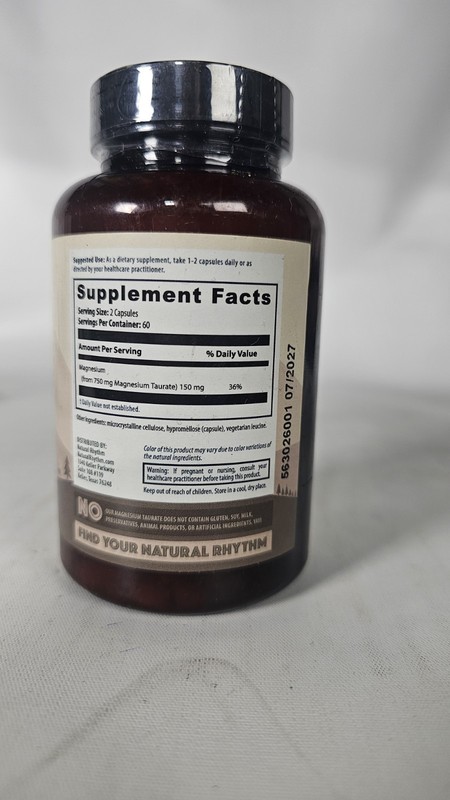 Magnesium Taurate 750mg (150mg Elemental Magnesium) – 120 Vegetarian Caps 7/2027 gallery