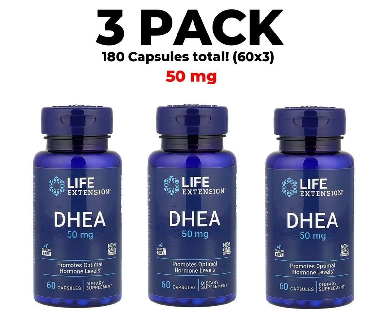 Life Extension 50 mg, 3 PACK, Promotes Optimal Hormone Levels – 60 Capsules each
