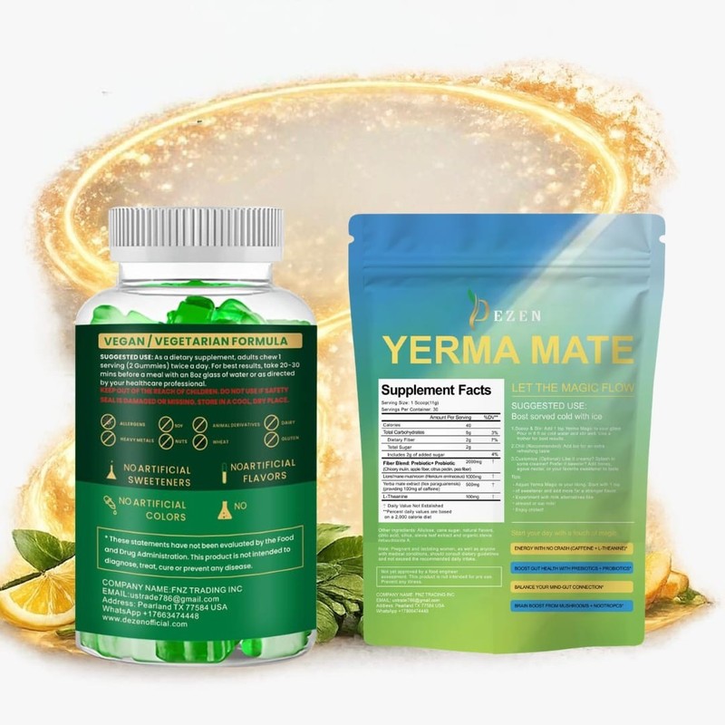 Yerba Mate Drink Mix Tea + Green Tea Gummies Combo for Weight Loss & Fat Burning gallery