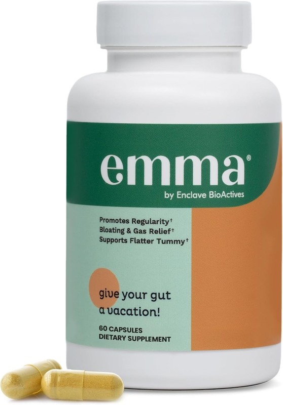 Emma Gut Health Supplement – Digestive Cleanse, Bloating, Gas, 60 Caps EXP 01/27