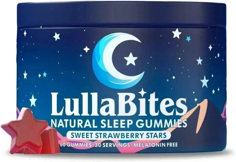 LullaBites Strawberry Stars Sleep Gummies Melatonin Free 60ct Made in USA