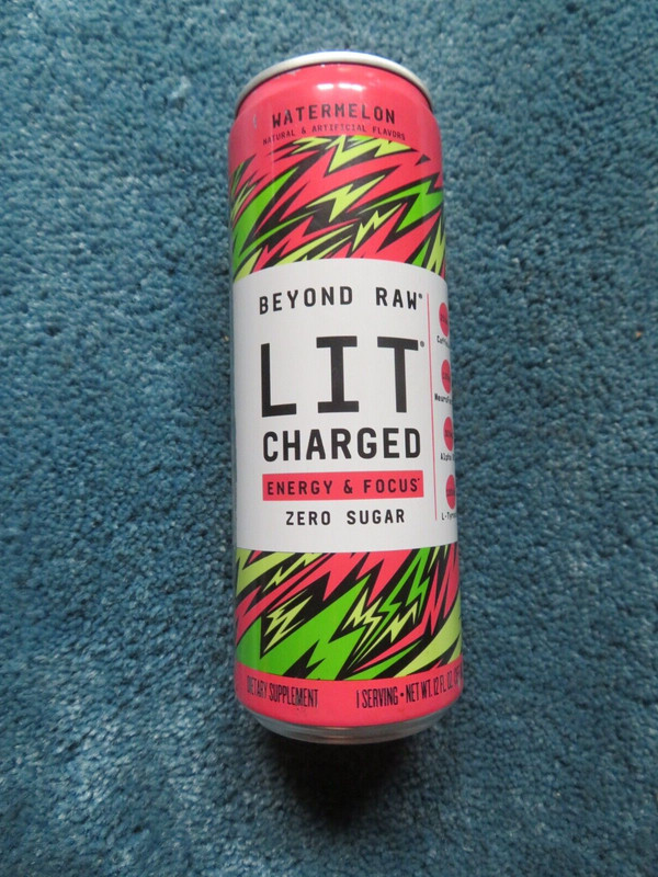 (12) Cans Beyond Raw LIT Charged Energy & Focus Watermelon Zero Sugar 12 Oz Each gallery