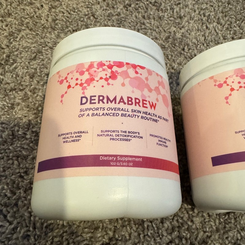 DermaBrew Powder Skin Hydration Glow Premium 30 Servings Each 60 TOTAL LOT of 2 gallery