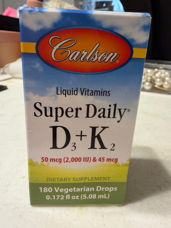 Carlson Super Daily D3 + K2 Liquid Drops 180 ct 0.172 fl oz Gluten/Soy-Free