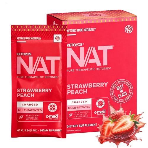 Pruvit Ketones Keto OS Nat Strawberry Peach 20 Stickpacks Zero Sugar Drink Mix