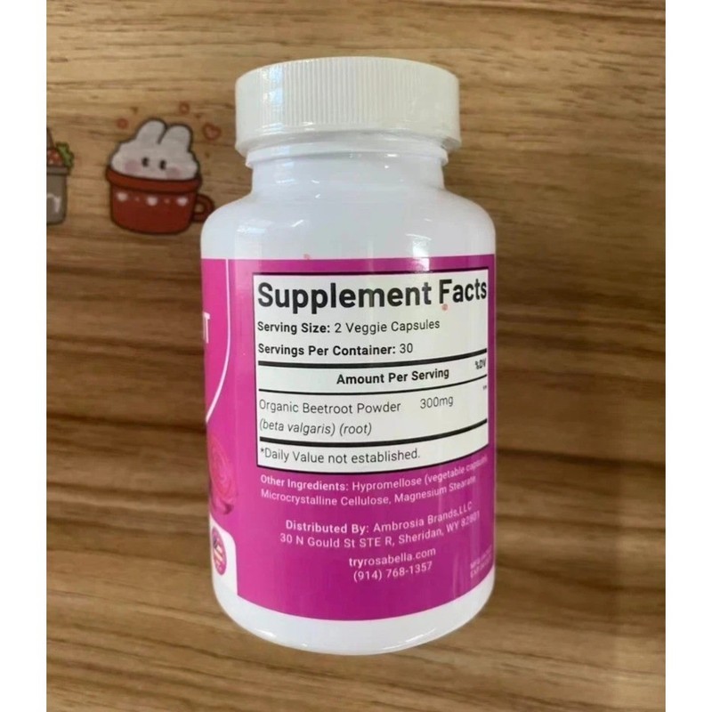 Rosabella Organic Beetroot 1300mg 60 Veggie Capsules Dietary Supplement gallery