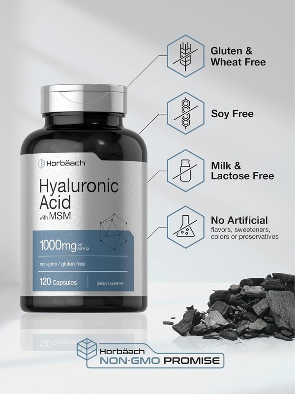 Hyaluronic Acid with MSM | 1000 mg | 120 Capsules | Non-GMO | Free Shipping gallery