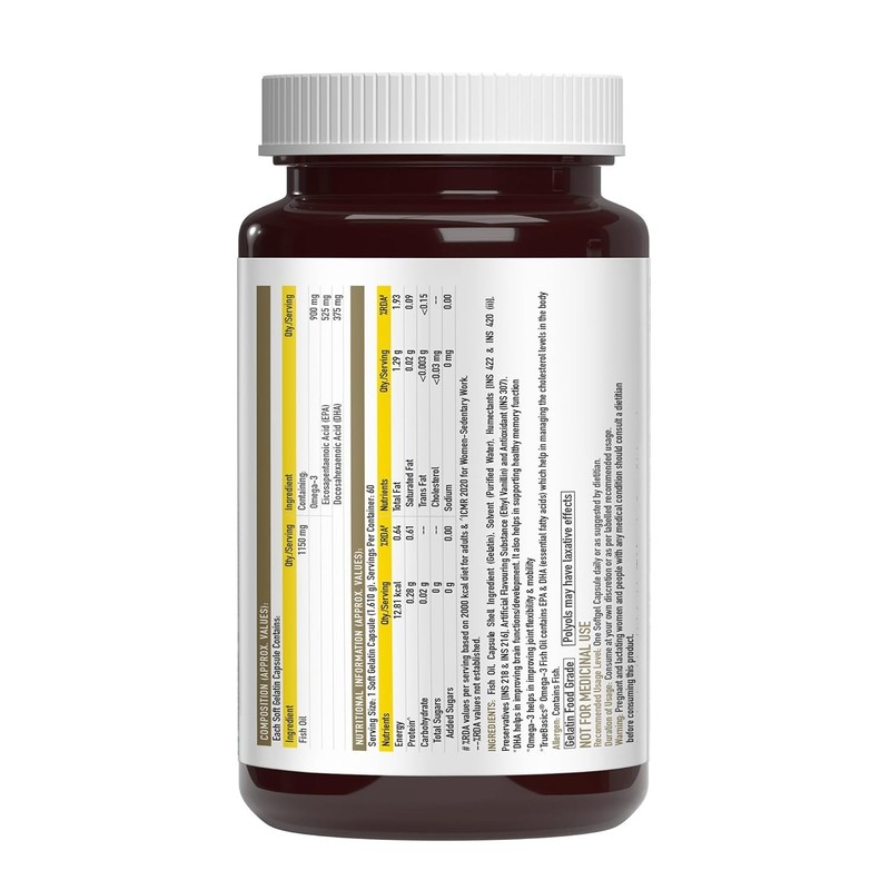Tru.eBasics Omega 3 Fish Oil 1150mg 60x5 Caps EPA DHA gallery