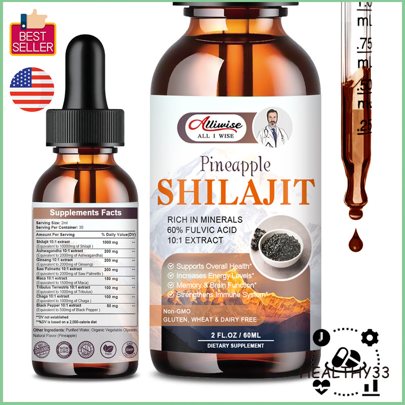 Himalayan Shilajit Supplement w/ Ashwagandha Ginseng Extract Mineral, Fulciv Aid