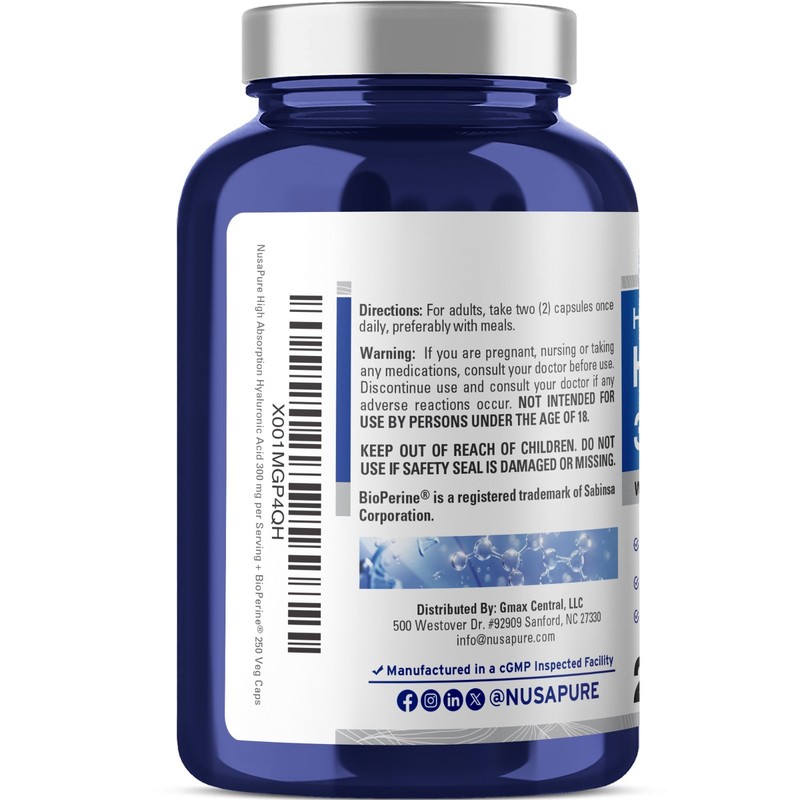 NusaPure Hyaluronic Acid 300mg 250 Capsules (Non-GMO & Gluten Free) gallery