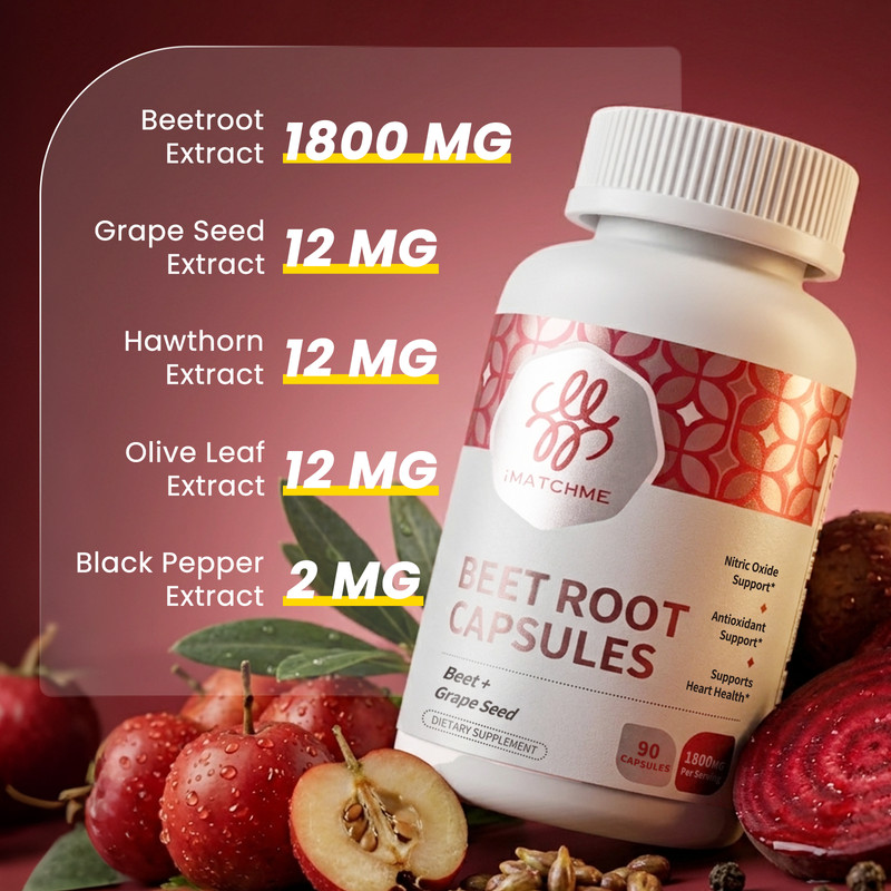 1Pack Beet Root 1800 mg Strength 20:1 Extract, 60 Capsules for Blood Flow & Hear gallery