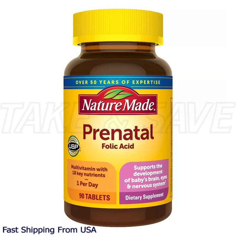 Nature Made Prenatal Multivitamin with Folic Acid 90ct – 1 Pack – New 03/2027