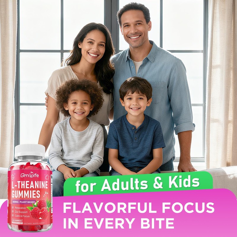 GrnLife L-Theanine Gummies for Kids & Adults, L'Theanine 60 Count (Pack of 1) gallery