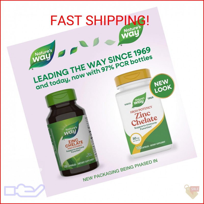 Nature's Way Zinc Chelate, Zinc Supplements, Supports Immune Function*, 30 mg pe gallery
