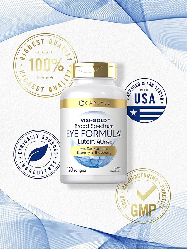 Lutein 20mg with Zeaxanthin, Bilbery, & Blueberry | 120 Softgels | by Carlyle gallery