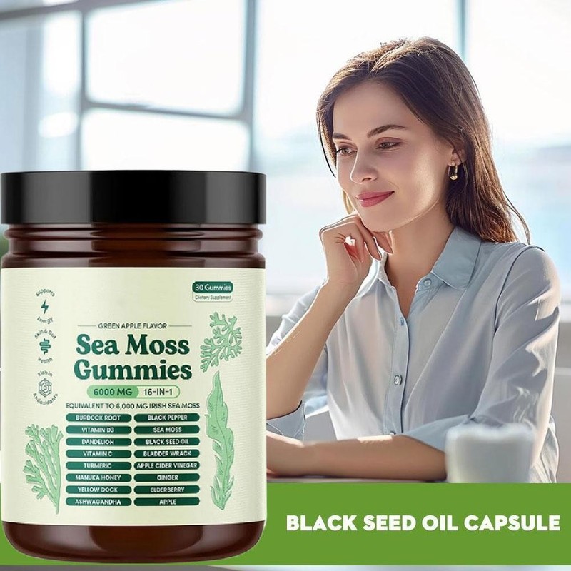 16 in 1 Organic Sea Moss Gummy | Irishmoss Extract 6000Mg | Green Apple Flavor gallery