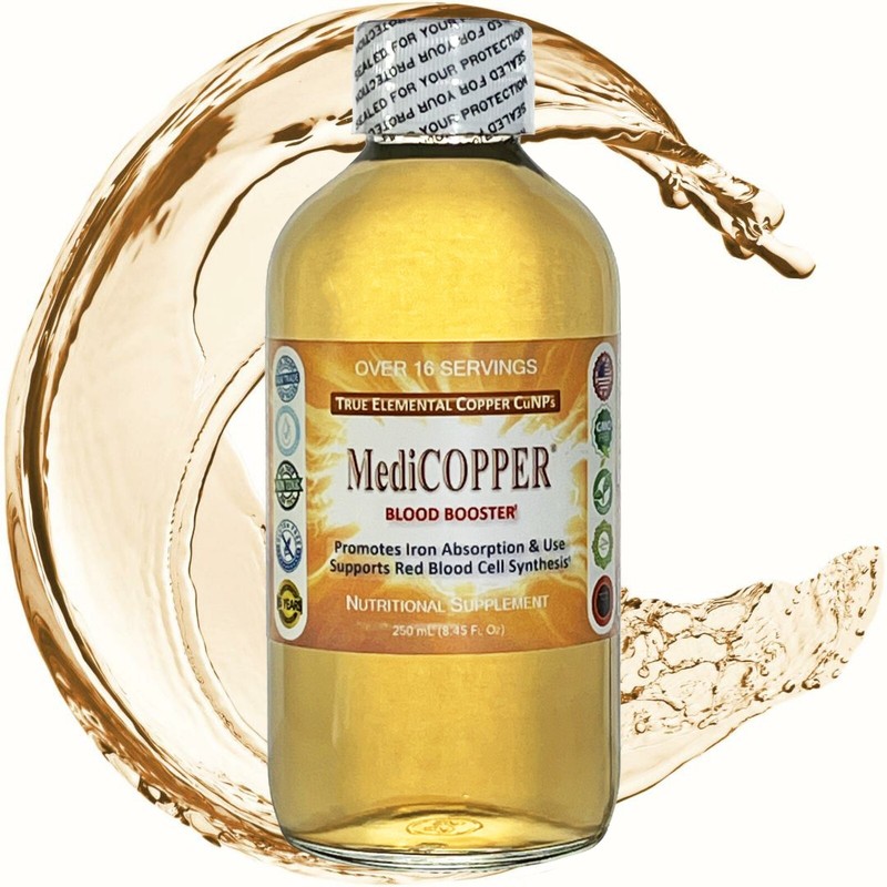 MediCOPPER® Blood Booster True Colloidal Copper CuNP Nutrient: 250 mL in Glass