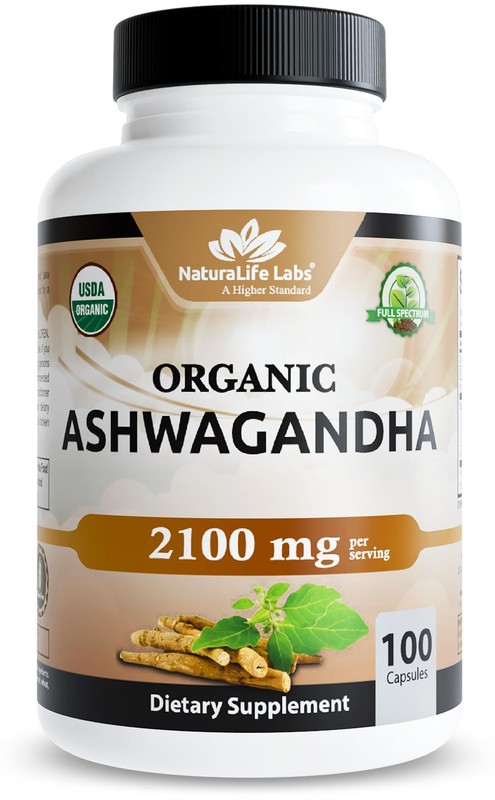 NaturaLife Labs Organic Ashwagandha 2100 mg per Serving – Full Spectrum Root ...