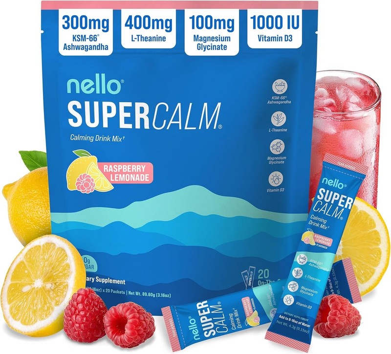 Nelo Supercam Drink Mix – Stress Relief & Sleep Aid with Ashwagandha, 20 Ct