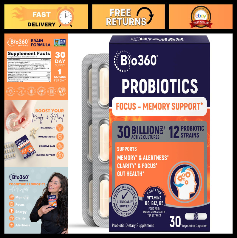 Cognitive Support Supplements – 30 Vegan Capsules for Mental Clarity & Focus