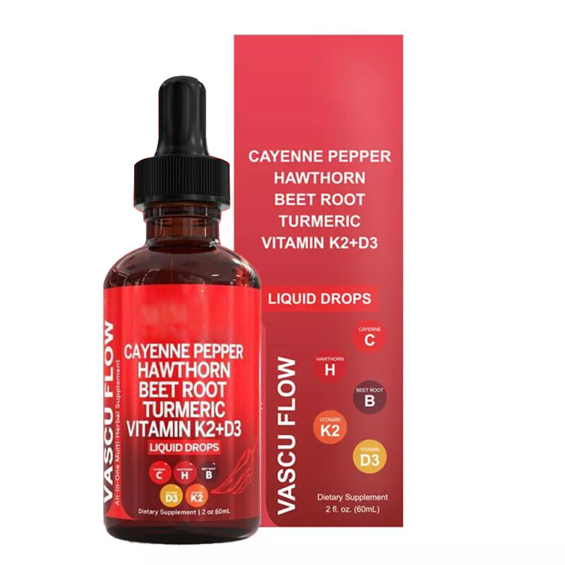 Nutra Vascu Flow Cayenne Pepper Liquid Drops Hawthorn Root Vitamin 1-3Packs