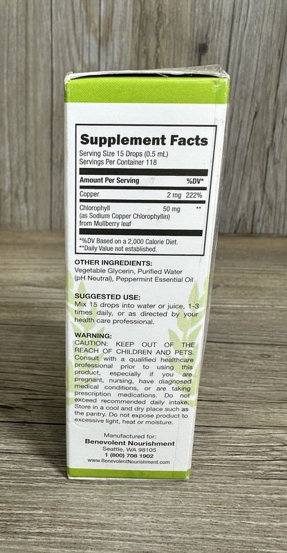 Benevolent Nourishment, Liquid Chlorophyll- Alcohol Free-2 fl oz-Exp:4/2027 gallery