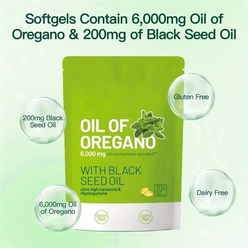 Oil of Oregano 300 Softgels with Black Seed Oil - 6000mg Oregano Oil NEW gallery