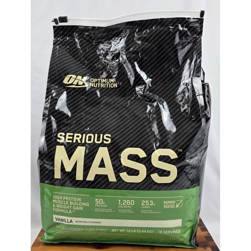 ON Serious Mass Vanilla Weight Gainer Protein Powder 12 lb 16 Servings Sealed