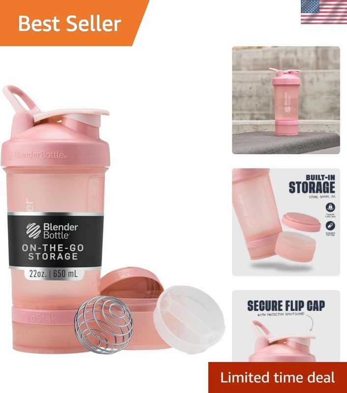 Shaker Bottle with Pill Organizer and Storage for Protein Powder, Classic V2 …