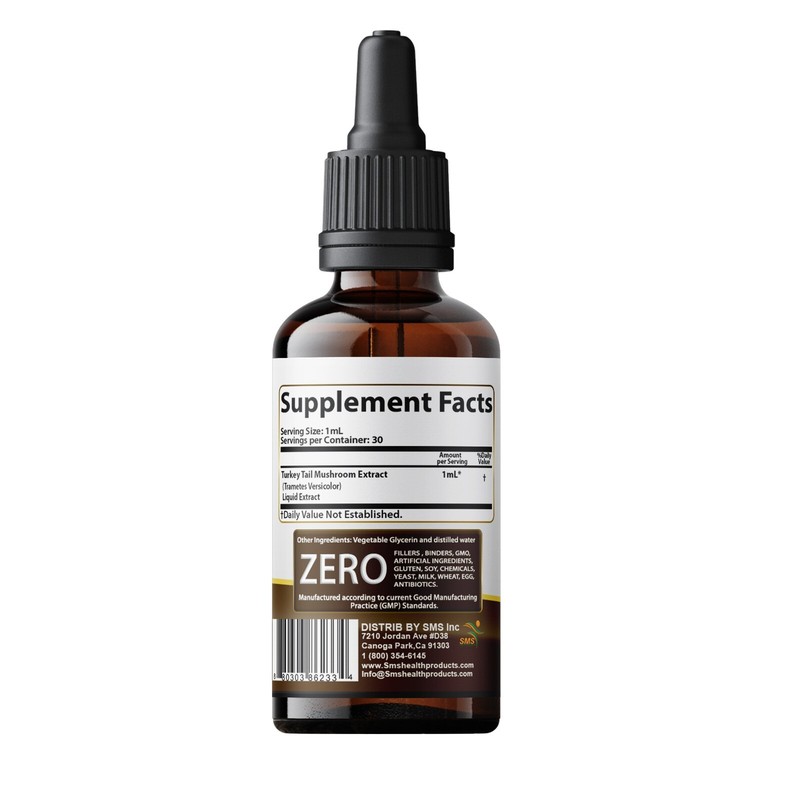 Turkey Tail Mushroom Extract Strong Organic Tincture Liquid Herbal Drops 2 Fl oz gallery