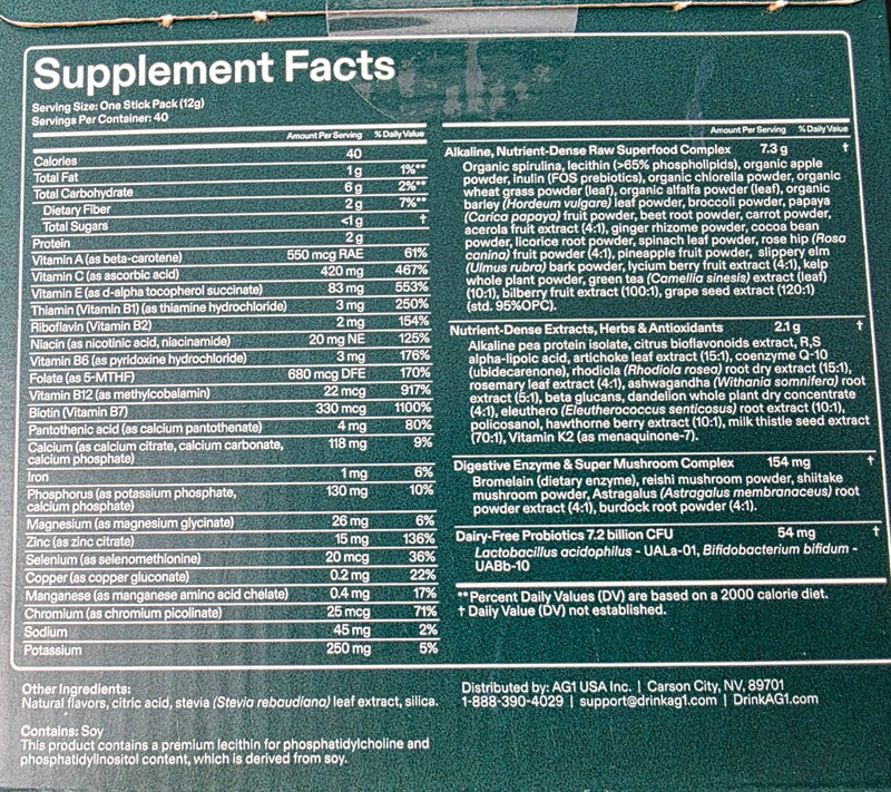 AG1 Daily Foundational Nutrition 39-count - 1917654 Vitamins Minerals Probiotics gallery