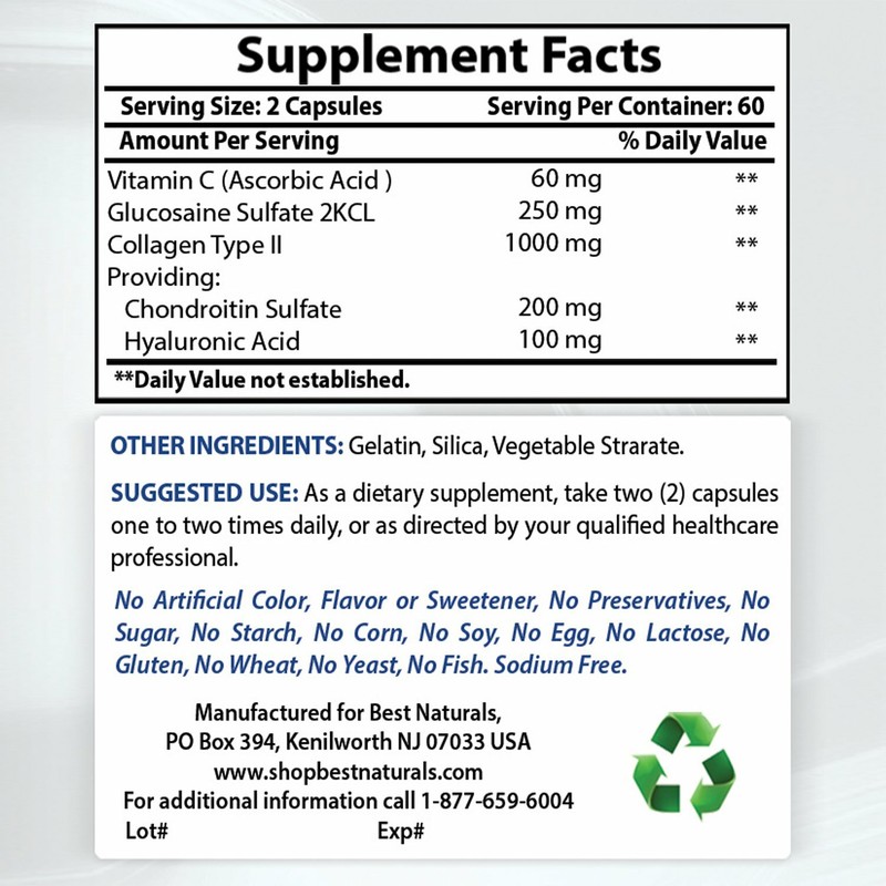 Best Naturals Hyaluronic Acid 100 mg 120 Capsules - Supports Healthy Joints/Skin gallery