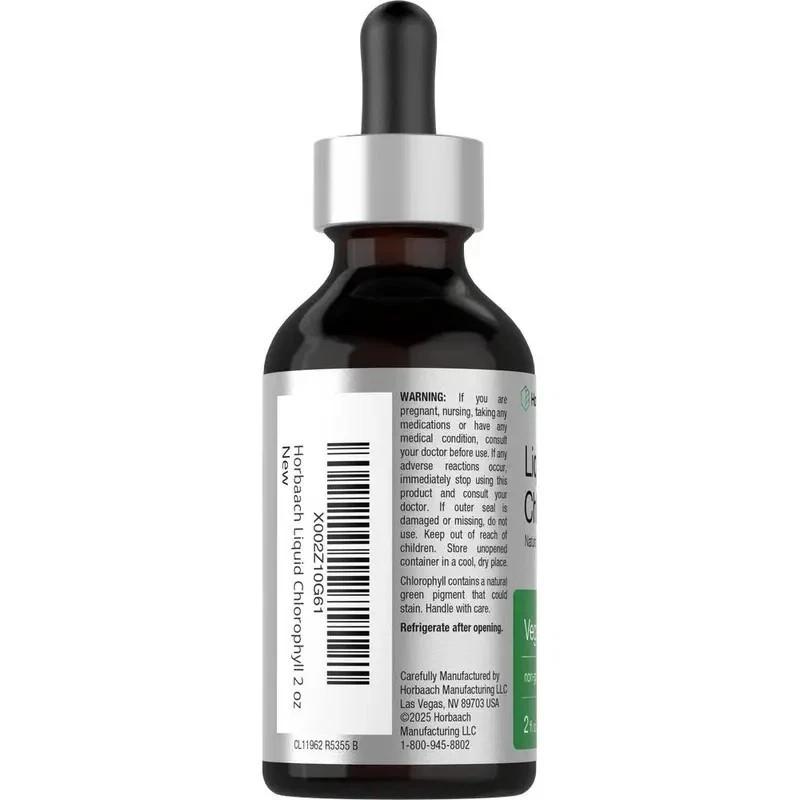 Horbäach Liquid Chlorophyll Drops | 2 oz | Natural Peppermint Flavor | Vegan gallery