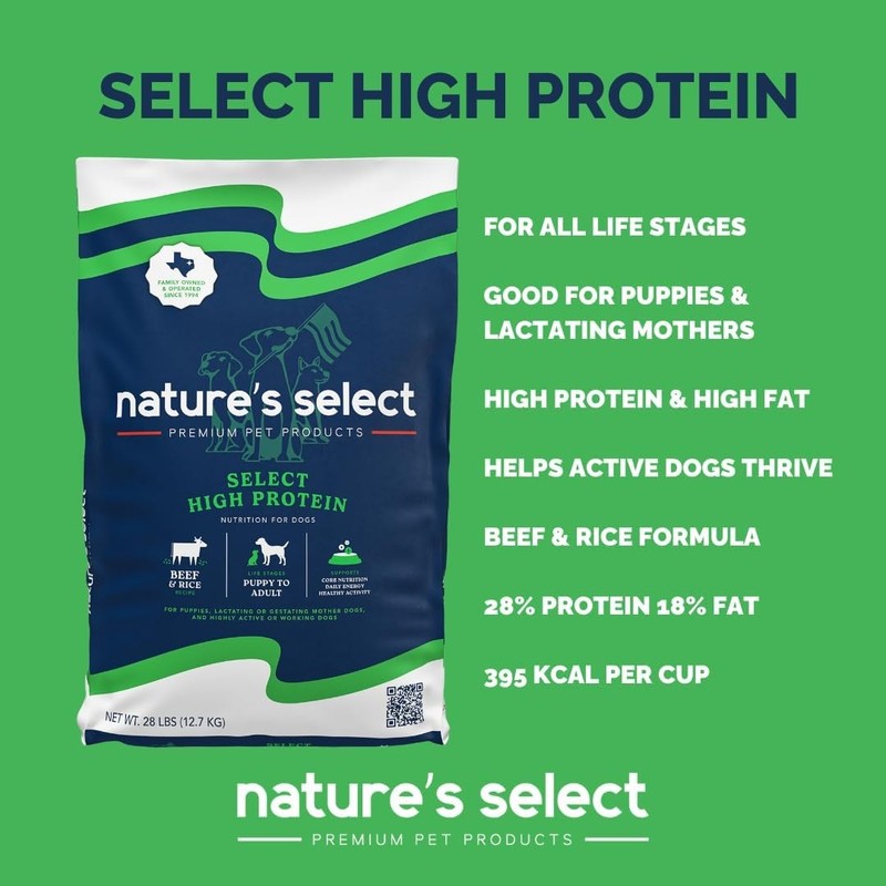 Nature's Select High Protein Beef & Rice Recipe,Dry Dog Food,All Life Stages (28 gallery