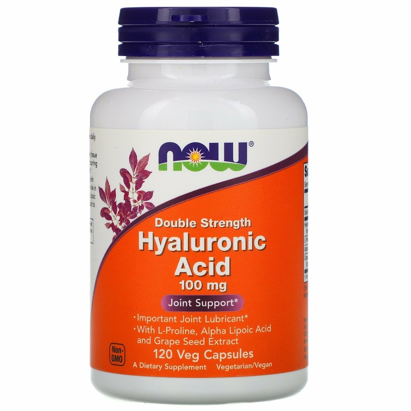 NEW Now Foods, Hyaluronic Acid, Double Strength, 100 mg, 120 Veg Capsules