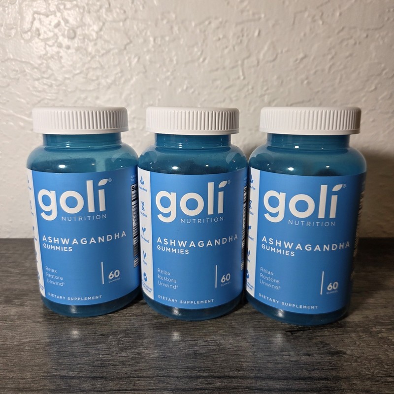 Goli Nutrition Ashwagandha Vegan Gummies - 60ct LOT OF 3 BOTTLES EXP: 12/27