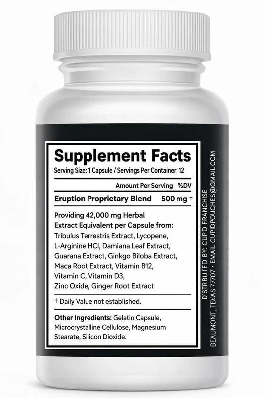 ERUPTION Men’s Performance Formula – Energy, Stamina & Vitality Support Capsules gallery