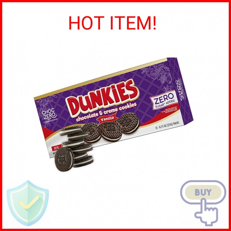 ChocZero Keto Chocolate Sandwich Cookies with Creme - Low Sugar Gluten Free Dunk
