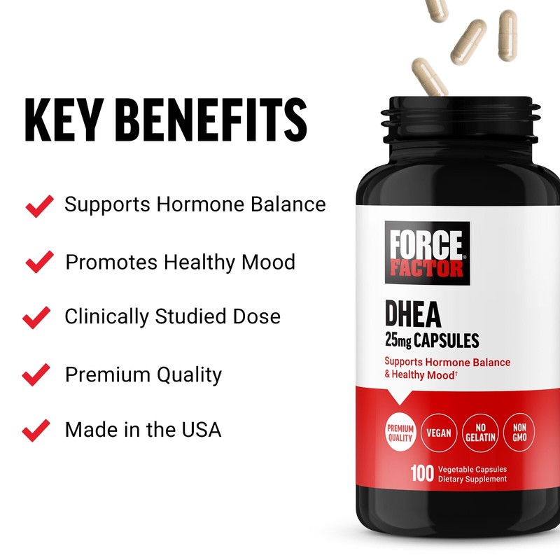 Force Factor DHEA 25mg, DHEA Supplement, 100 Vegetable Capsules gallery