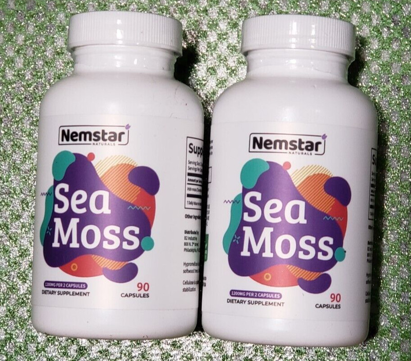Qty 2 - NEMSTAR Naturals - IRISH SEA MOSS - 90 Caps x 2 - 1200mg - Exp 6/2024