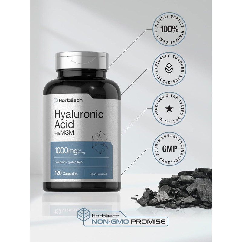 Hyaluronic Acid with MSM | 1000 mg | 120 Capsules | Non-GMO |Free Shipping gallery