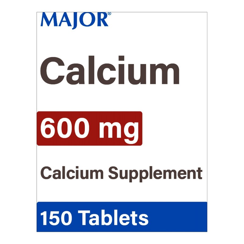 Major Calcium 600 mg, Calcium Carbonate Dietary Supplement for Bones 150 Tablets