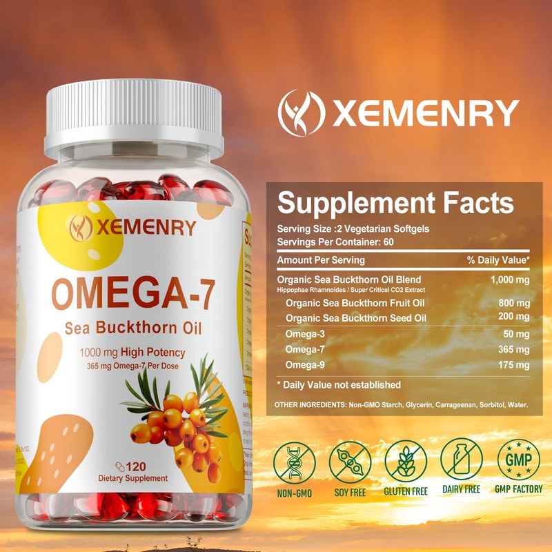 Omega-7 1590mg -Sea Buckthorn Oil - for Hair, Skin, Nail & Cardiovascular Health gallery