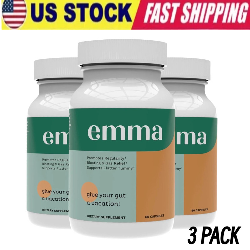 3 Pack Emma Gut Health Supplement 180 Capsules for Bloating Relief & Leaky Gut⭐