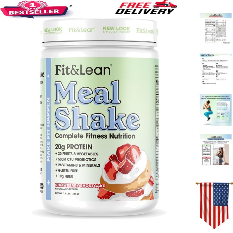 Complete Nutrition Meal Shake with 26 Vitamins & Minerals – Strawberry Shortcake